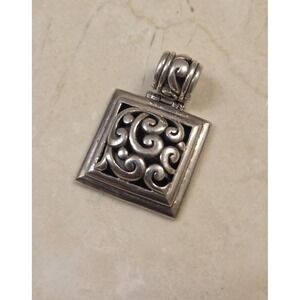 Vintage Large Heavy Designer BARSE Box Sterling Silver Pendant Signed Big Bold